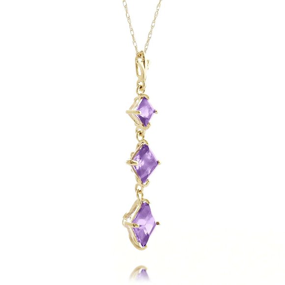 14K. SOLID GOLD NECKLACE WITH NATURAL AMETHYSTS - Picture 3 of 9